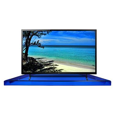 Imagem de evron Prateleira de TV moderna de canto para 127 cm, suporte triangular montado na parede de acrílico com design de cor elegante, decoração de casa que economiza espaço para sala de estar, quarto