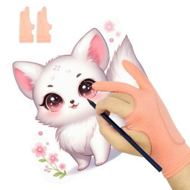 Imagem de Holyzuel Luva De Desenho Respirável Holyzuel, Arte Digital Para Tablet Gráfico, Luvas Artista Com Três Camadas E Dois Dedos Ipad (Rosa, M)