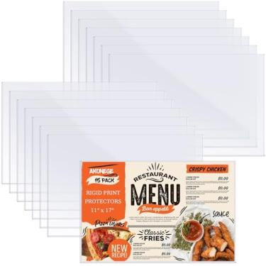 Imagem de 15 peças de protetores rígidos de impressão de 28 x 43 cm, capas de plástico rígido para impressões, capa de menu, protetores de pôster, folhas resistentes, capas de plástico transparente para fotos