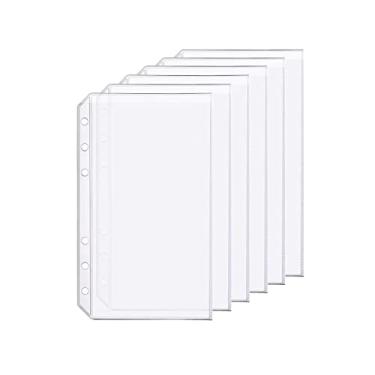 Imagem de Pacote com 6 compartimentos para fichário A6, 6 furos, pastas de plástico à prova d'água, 6 furos para bilhete de recibo (bolso, A6)