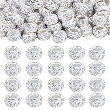 Imagem de NUKAYAI 120 peças de contas grandes de strass europeias para pulseira fabricação de joias 12 mm diamante cobra suprimentos DIY artesanato berloque cristal Rondelle espaçador contas para canetas