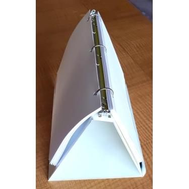 Imagem de Fichários de anel de cavalete - estrutura de plataforma estilo flip over the top. (branco, tamanho da folha de 28 x 21 cm encadernado no lado de 28 cm)