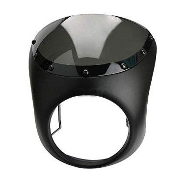 Imagem de Universal 17,78 cm Guidão de Farol Carenagem Windshield Cafe Racer para Harley Dyna Sportster 1200 883 FLHT Bobber TouringRemaiw moto preto YT-8214