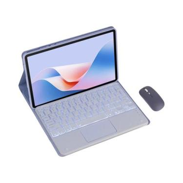 Imagem de Capa De Teclado Com Suporte De Couro PU Sem Fio Com Mouse Para Tablet 