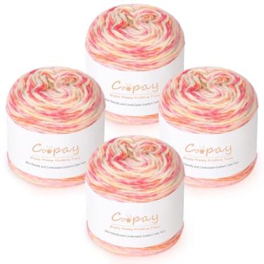 Imagem de 4 novelos de fio de bolo gradiente curto multicolorido premium – alta torção, antidesgaste e ultra-suave para crochê sem esforço, ideal para artesãos americanos, vermelho rosa
