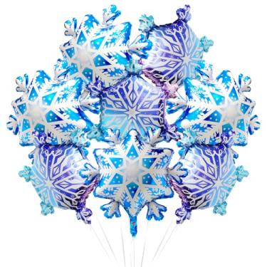 Imagem de Winter Ice Snow Frozen Snowflake Party Supplies Sparkly Fairy Wonderland Decor For Birthday Baby Shower Wedding, 8 Pack 4D Shiny Snowflake Balloons Happy New Year Christmas Xmas's Eve Party Decoration
