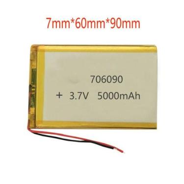 Imagem de Bateria 3,7v 5000mah 7mm X 60mm X 90mm Com 2 Fios 706090 - bgb