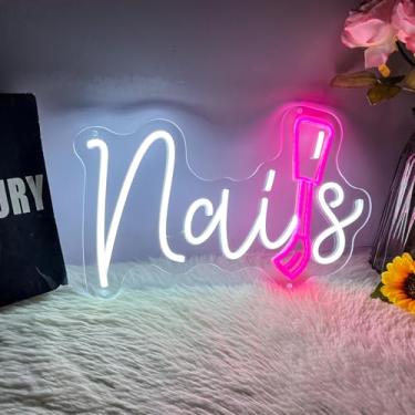 Imagem de Brochao Placa De Neon Para Unhas, Decoração Parede Com Placas Led, Bar Salão Beleza, Quarto, Luzes Natal, Presente Aniversário Meninas, Amantes, Amigas