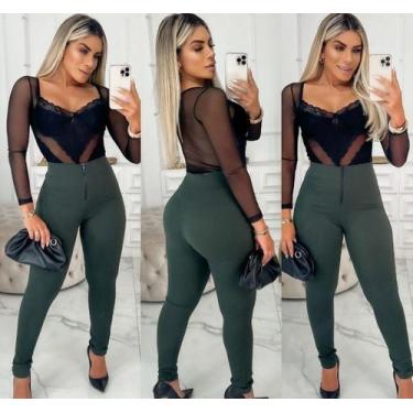 Imagem de Calça 3d ziper verde militar poliamida - Nathy Store, P