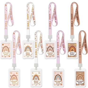 Imagem de Ctosree Conjunto de 8 cordões de PVC inquebráveis e passes escolares, material escolar, material escolar, material para professor, sala de aula, ensino fundamental, banheiro, biblioteca, escritório