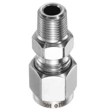 Imagem de HARFINGTON Encaixe de compressão 1/10.2 cm OD x 1/20.3 cm PT rosca macho aço inoxidável acoplador reto adaptador tubo de compressão conector de encaixe de tubo para óleo gás água