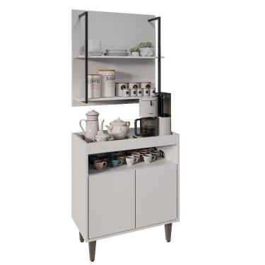 Imagem de Aparador Cantinho Do Café E Painel 2 Prateleiras Flora Z34 Branco - Mpozenato