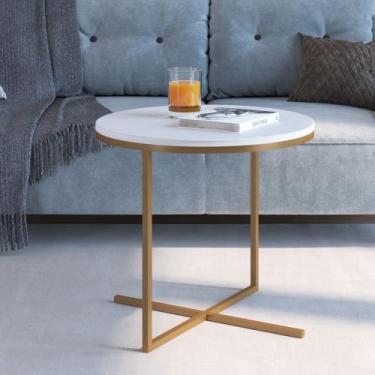 Imagem de Mesa Lateral Estilo Industrial Média Freedom Móvel na Caixa, Branco/Do