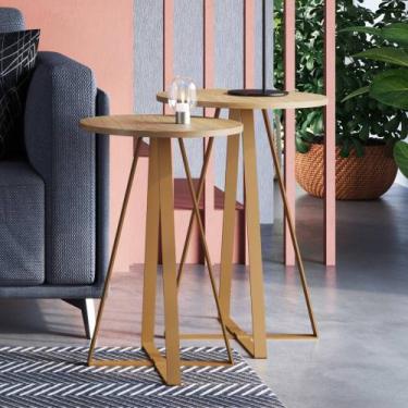 Imagem de Conjunto com 02 Mesas Laterais 40cm e 45cm Pés Metálicos Freedom Móvel
