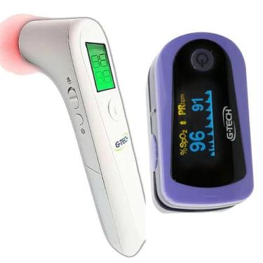 Imagem de Kit Termômetro Clínico GTech Digital de Testa Sem Contato + Oxímetro D