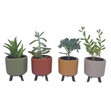 Imagem de Vaso Cachepot Cerâmica Suculenta Mini Kit 04 Vasos (Kit 01)