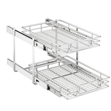 Imagem de QUYUWU Armário de cozinha de 2 andares, organizador de gaveta e prateleira deslizante em vários tamanhos (48 cm L x 53 cm P)