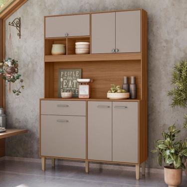 Imagem de Cozinha Compacta Erva Doce 6 Portas 1 Gaveta Ipê/Fendy - Nicioli