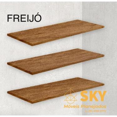 Imagem de Jogo 3 prateleiras 65x15cm MDF 15mm - MADEIRADO/FREIJÓ + Suporte Invis