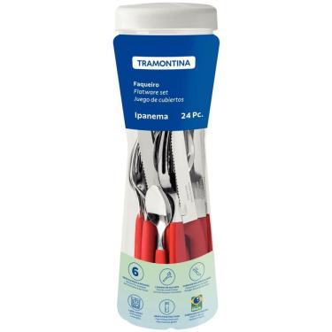 Imagem de Faqueiro Em Inox Ipanema C- 24 Peças - Vermelho - Tramontina