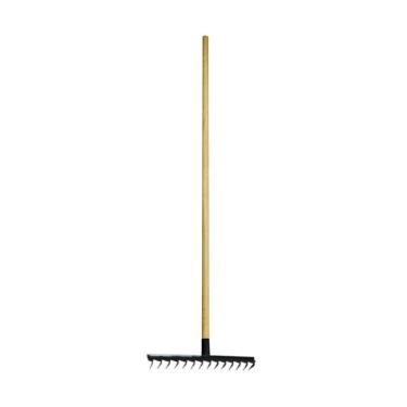 Imagem de Ancinho 14 Dentes Aço Carbono Cabo Madeira Pra Limpeza 125cm