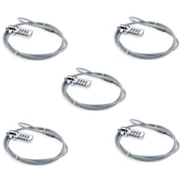 Imagem de Kit 5 Trava Notebook Segredo Cadeado De Segurança Cabo Aço - Xway