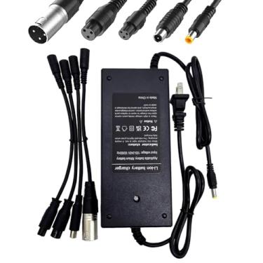 Imagem de Carregador de substituição de 42V 2A (3 plugues) para porta fêmea de 3 garras (8 mm/12 mm) (5,5 mm x 2,5 mm/2,1 mm) para bateria de íons de lítio Jetson, Razor, Swagtron, Bird, Gotrax, Segway 36V