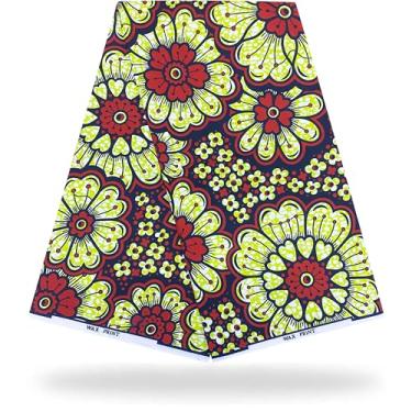 Imagem de Shenbolen Tecido africano 6 jardas Kente Cloth by The Yard Ankara Print Wax Fabrics 100% poliéster (D)
