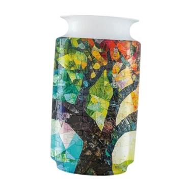 Imagem de Wswqop Vaso de flor de quebra -cabeça DIY, Flowerpot, simples e de férias de criativa de aniversários Coleção Decoração Arranjo de flores, Padrão de árvore