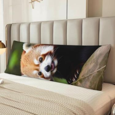 Imagem de Capa de travesseiro de corpo animal pequeno panda vermelho microfibra fronhas longas presentes para mulheres homens ultra macio e confortável fronha corporal com zíper oculto para decoração de casa 50