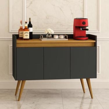 Imagem de Aparador Buffet Cantinho do café Pés Palito Retrô 3 Portas Luxo - Core