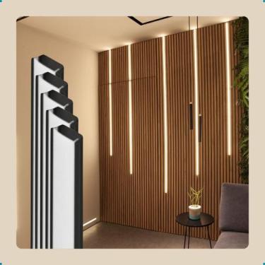 Imagem de Kit 5 Perfil Led Iluminacao Slim Luminaria Embutir Gesso Embutido Pret