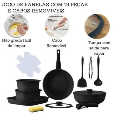 Imagem de Jogo De Panelas 19 Peças Antiaderente Indução Gás Conjunto Revestido C