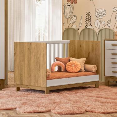 Imagem de Berço Mini Cama Encanto Slim com Grade de Proteção em MDP Marrom para Colchão 10x130x70 cm