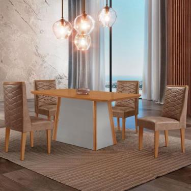 Imagem de Mesa de Jantar Diane 120cm Tampo MDF Laminado com 4 Cadeiras Safira Mo