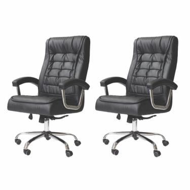 Imagem de Kit 2 Cadeiras De Escritório Pillow Top Preta Preto