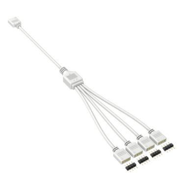 Imagem de Cabo Splitter RGB, 12V, 4 Pinos, Divisor 1 para 4 Portas, Branco, Extensor 30cm