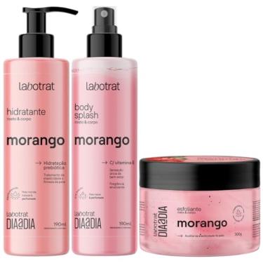 Imagem de Kit Body Splash + Esfoliante + Hidratante Corpo E Rosto Labotrat Cheiro De Fruta Morango 300g