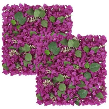 Imagem de IPOPU Pacote com 2 painéis de buganvílias artificiais para parede de flores, 50,8 x 50,8 cm, painéis roxos de flores buganvílias falsas para pano de fundo para decoração de festa, decoração de parede