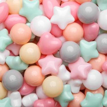 Imagem de GOGOSO Bolas de plástico para poços de bolas, formato de coração de estrelas para crianças pequenas, 6 cores mistas, 100 peças