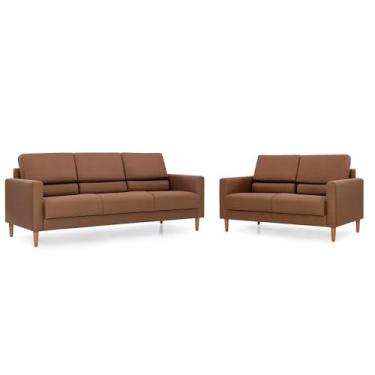 Imagem de Sofá na Caixa 3 e 2 Lugares Herval Spirit, Veludo Marrom