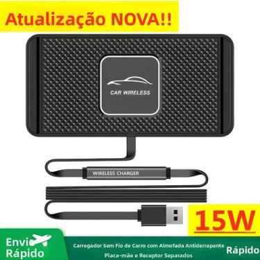Imagem de Carregador Sem Fio Para Carro iPhone Samsung 15W Com Base De Silicone 