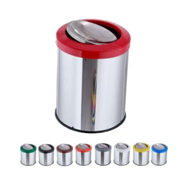 Imagem de Lixeira Inox Basculante 20 Litros Tampa Com Cor Flip Top - CM Design, 