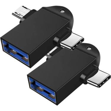 Imagem de Adaptador Micro Usb E Micro Usb-c Para Usb-a 3 Funções Otg - Nevatto