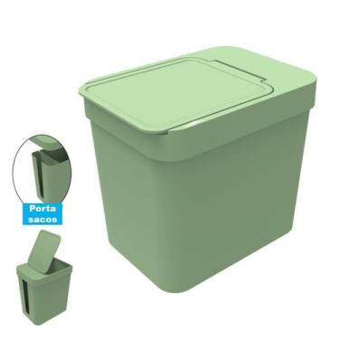 Imagem de Lixeira 4 Litros Cesto De Lixo Com Porta Saco Plástico Cozinha Banheir