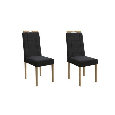 Imagem de Cadeira de Cozinha 2CAD150EA Kit 2 Un Carvalho/Suede Preto - Kappesberg