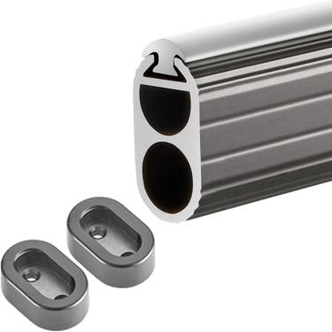 Imagem de Barra De Roupas Oval Antiderrapante Montada Na Parede Barra De Roupas De Metal Resistente Montada No Guarda-roupa Suporte De Sistema De Guarda-roupa Incluído, Dark Gray, 40cm(15 3/4") Length