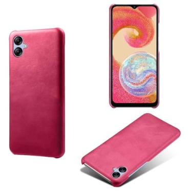Imagem de Capa para Samsung Galaxy A04e,Proteção contra quedas,Casca de volta de cor sólida simples,Design de couro de imitação de plástico-Rose