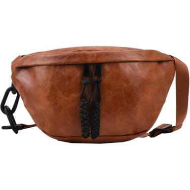 Imagem de Bolsa De Cintura De Couro Macio Para Senhoras Fanny Pack Bolsa De Ombro Cinto Bolsas De Peito Crossbody, Brown
