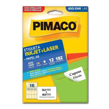Imagem de Etiqueta inkjet/laser A5Q3348 c/ 12 fls Pimaco